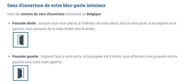 Sens de la poussée d'une porte intérieure à commander en ligne